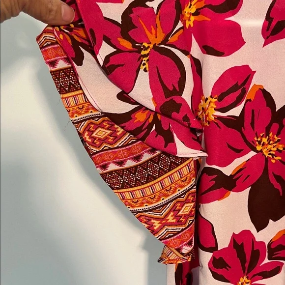 Fred David Pink and Brown Floral Blouse - Picture 3 of 6